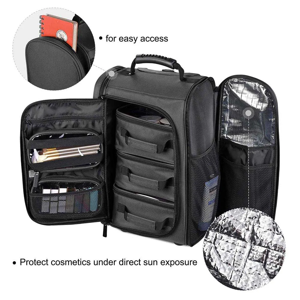 Byootique FuHold Rolling Cosmetic Case Carry-On Large Backpack