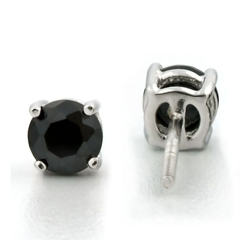 Chris: 5mm, 1.0ct Black Ice Simulated Diamond CZ Screw Back Earrings