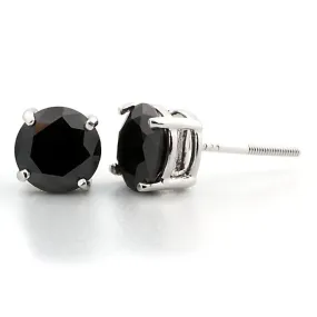 Chris: 7mm, 2.50ct Black Ice Simulated Diamond CZ Screw Back Earrings