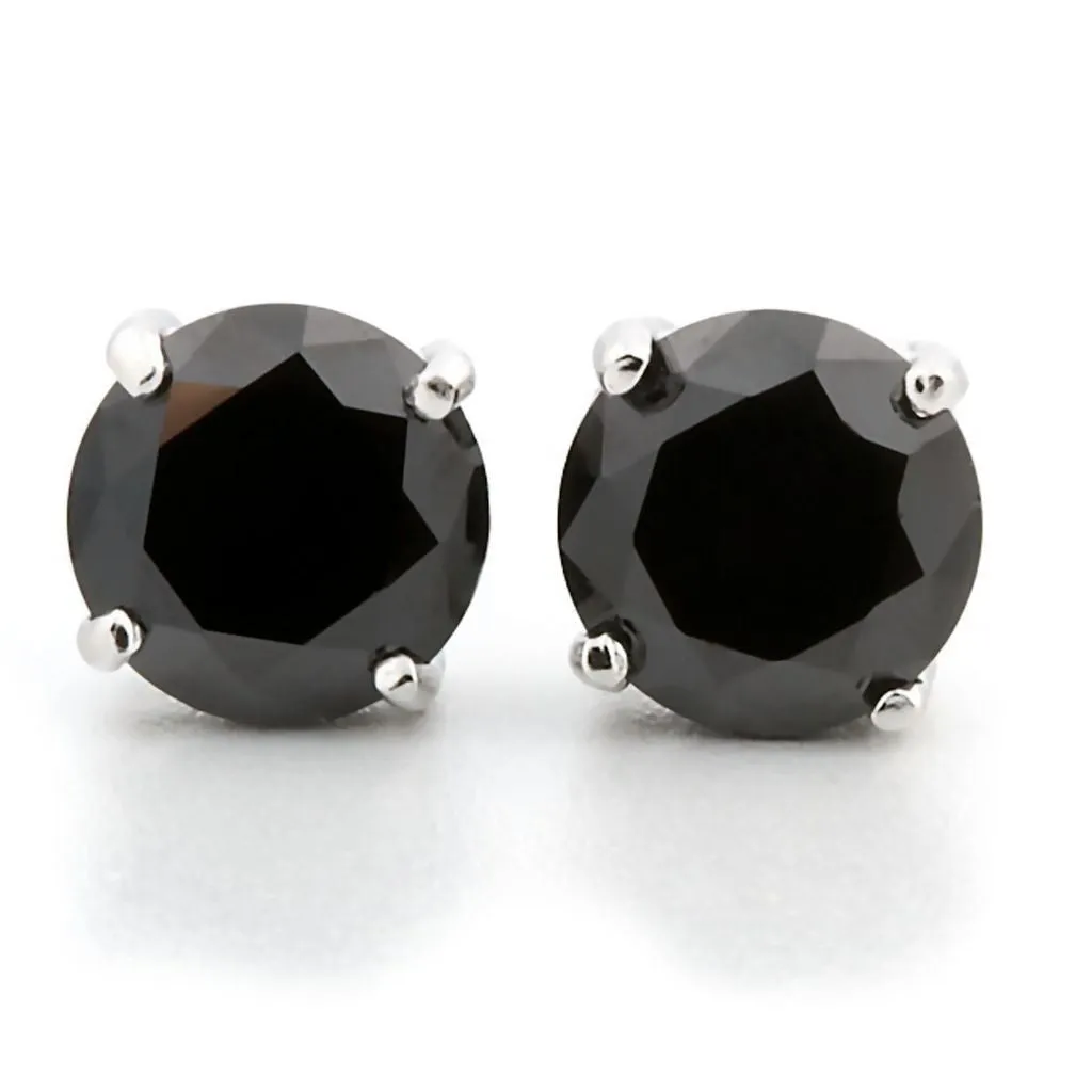 Chris: 7mm, 2.50ct Black Ice Simulated Diamond CZ Screw Back Earrings