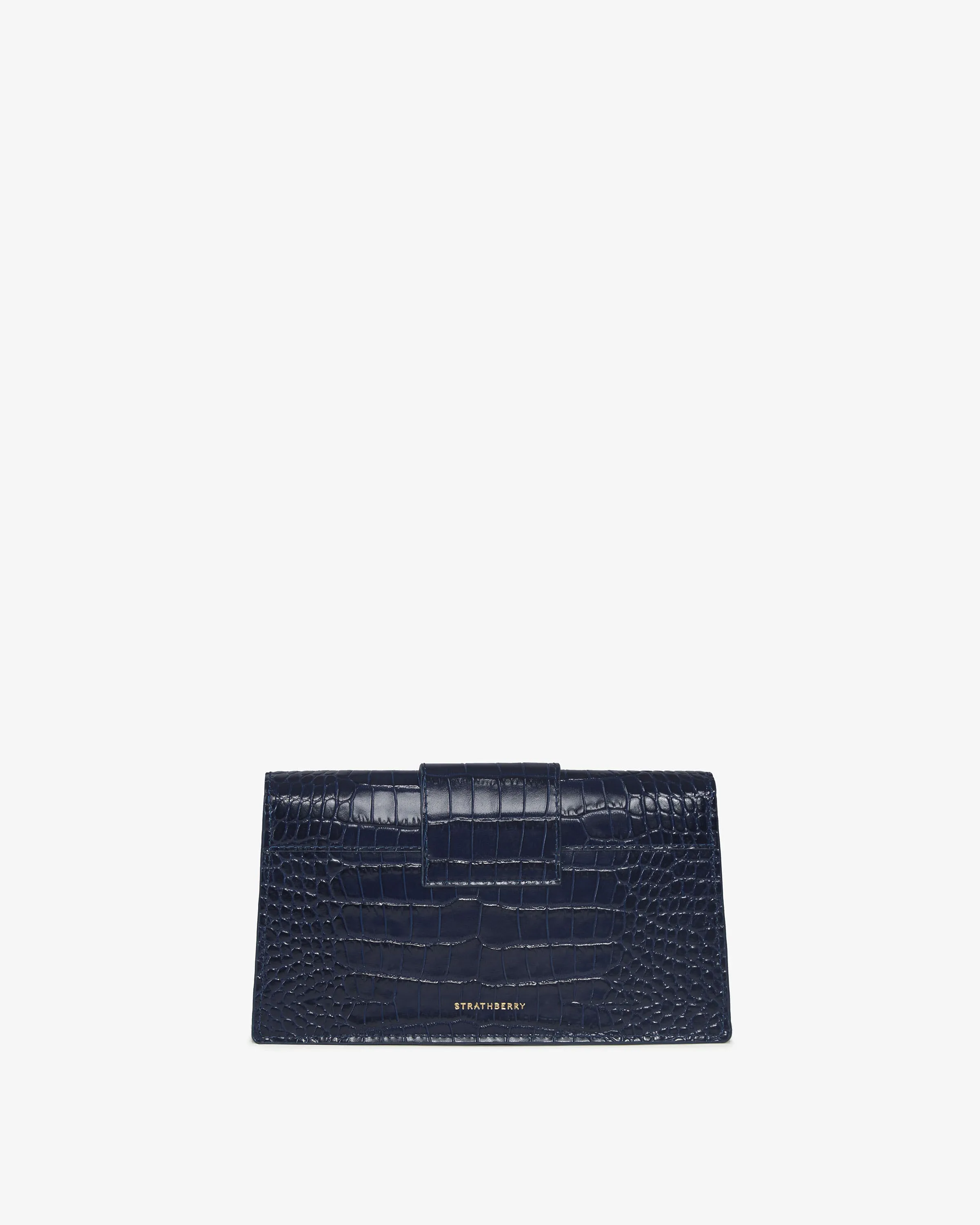 Crescent on a Chain - Croc-Embossed Leather Navy