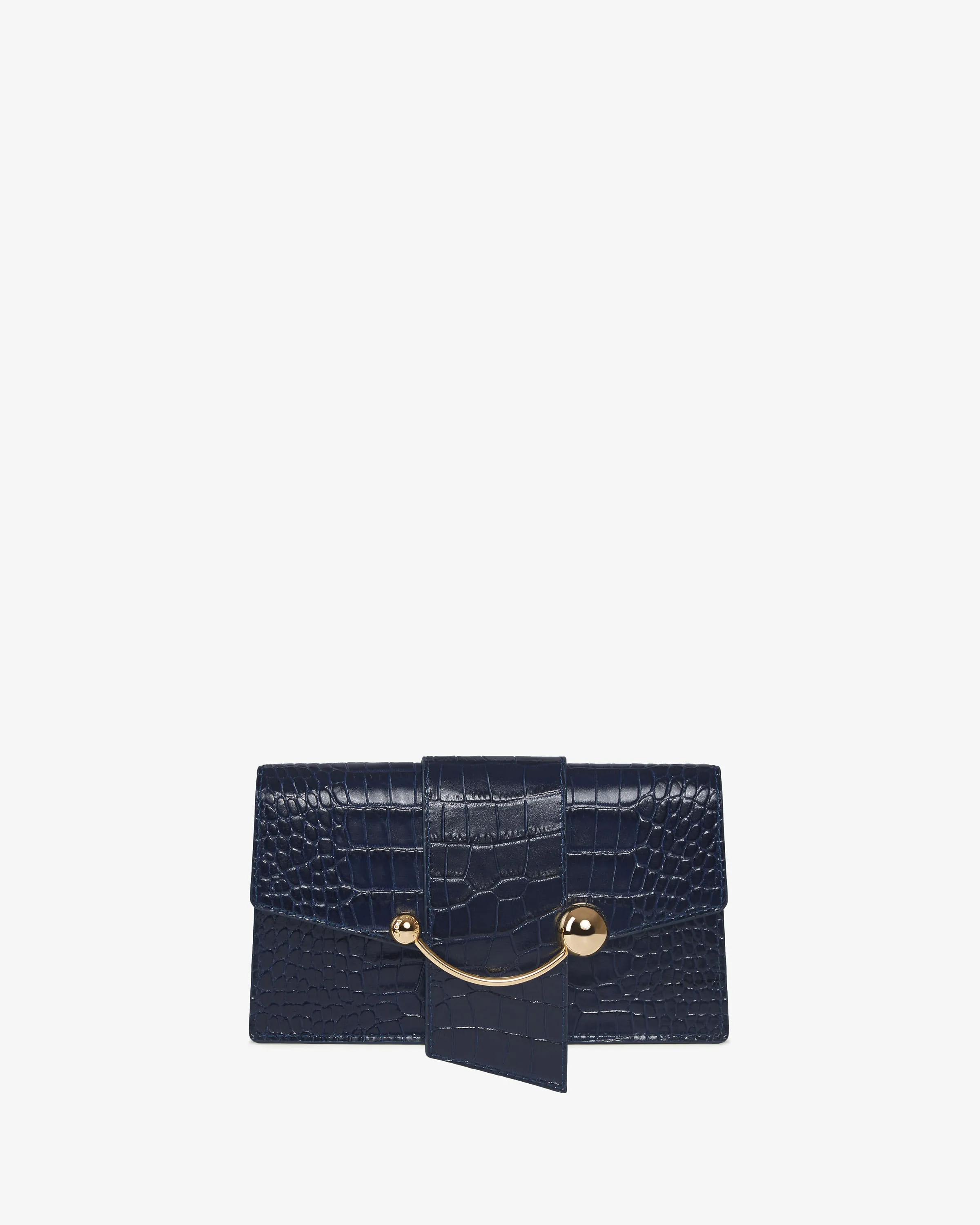 Crescent on a Chain - Croc-Embossed Leather Navy