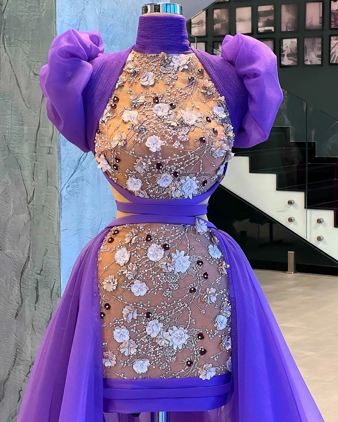 Deborah Elegant High Nech Purple Evening Dress