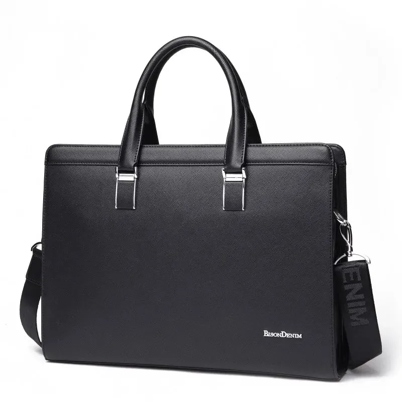 DENIM Waterproof Leather Briefcase Business Work Bag