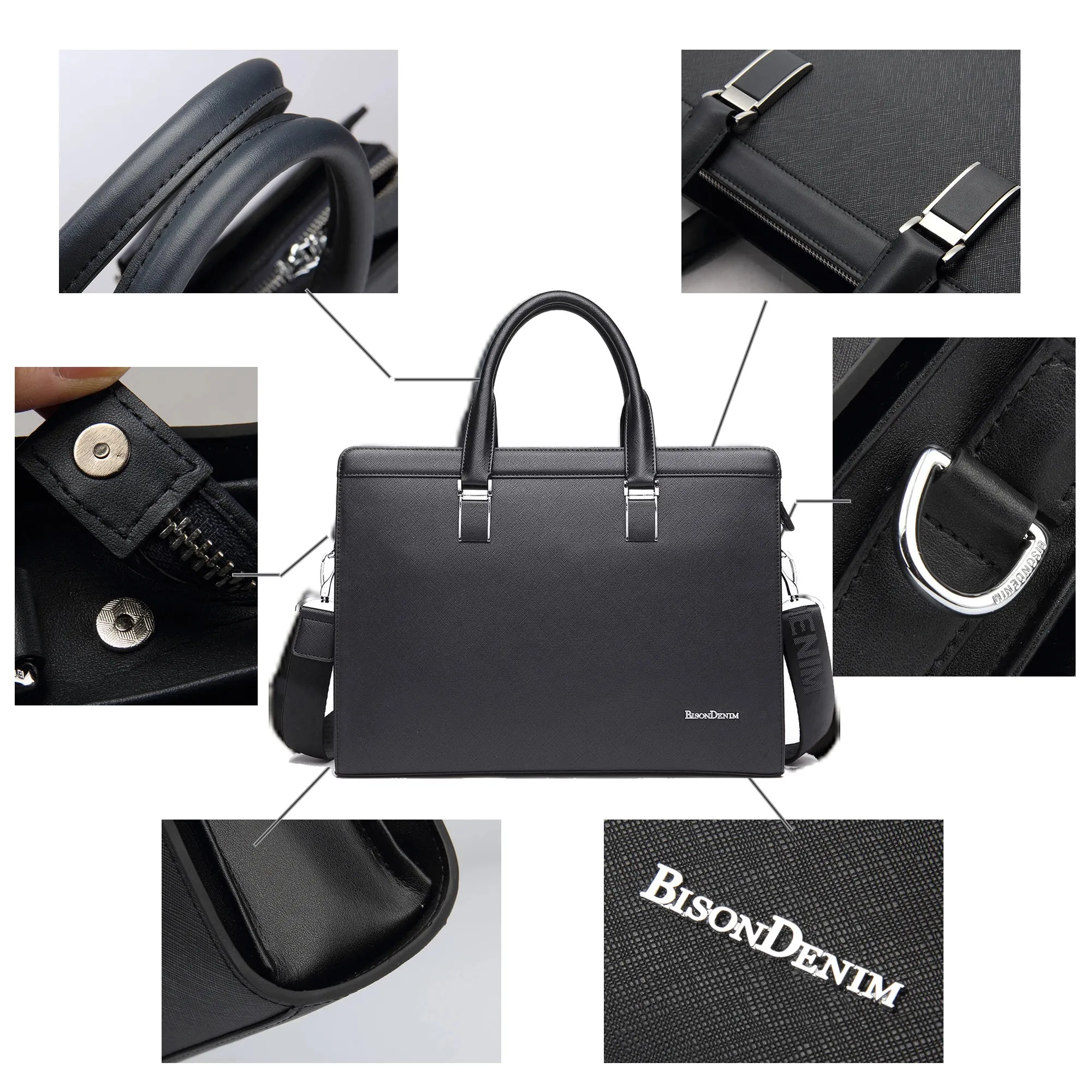DENIM Waterproof Leather Briefcase Business Work Bag
