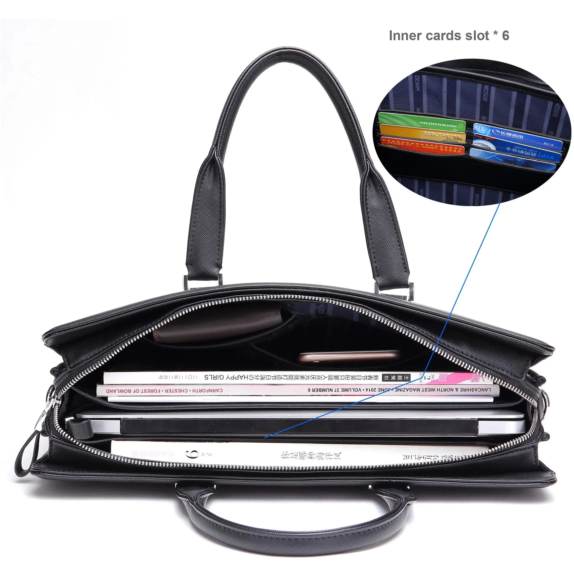 DENIM Waterproof Leather Briefcase Business Work Bag