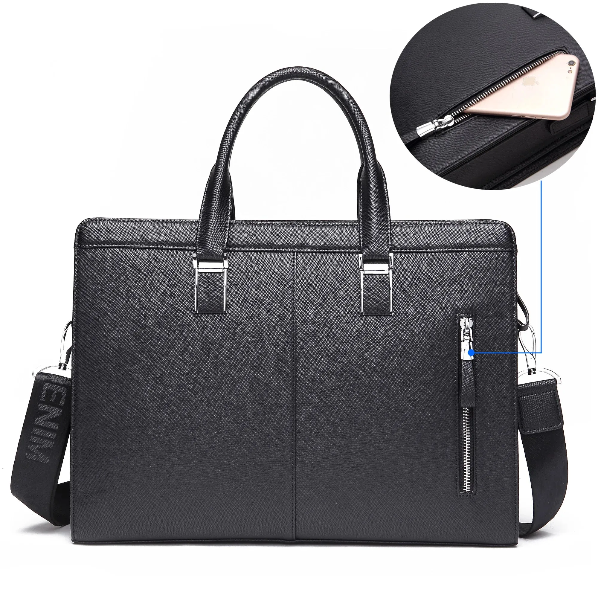 DENIM Waterproof Leather Briefcase Business Work Bag