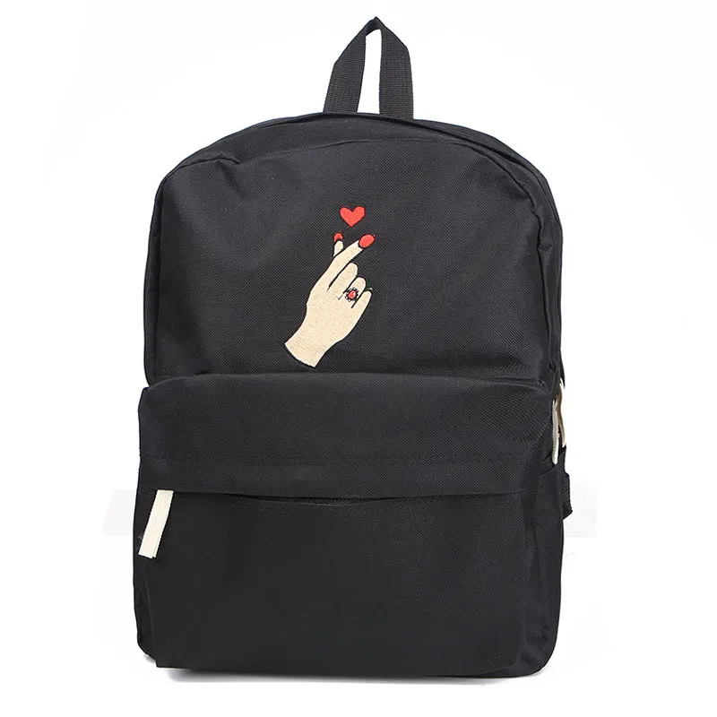 Embroidery Heart Couple Backpacks