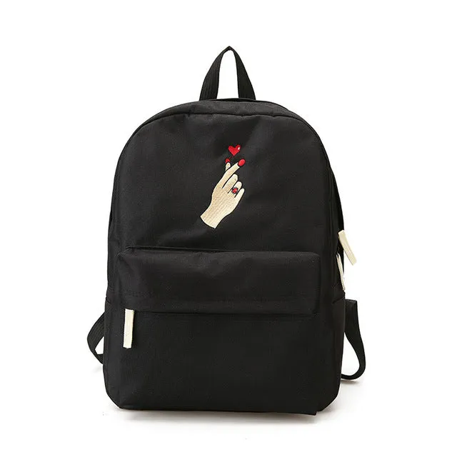 Embroidery Heart Couple Backpacks