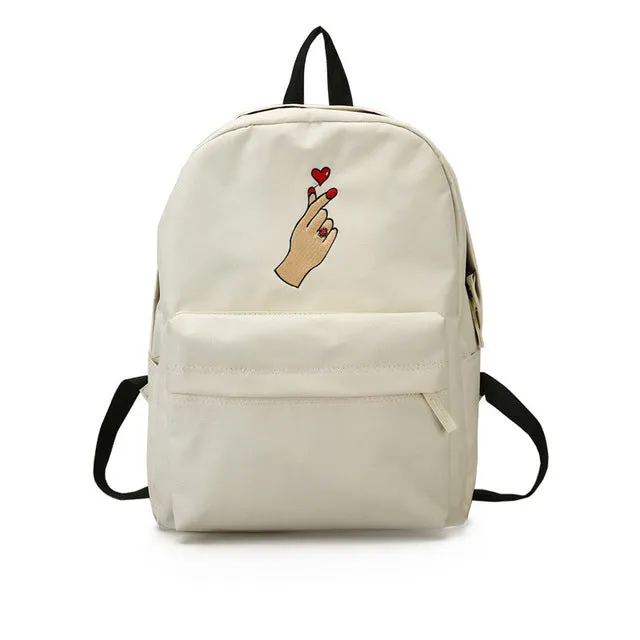Embroidery Heart Couple Backpacks