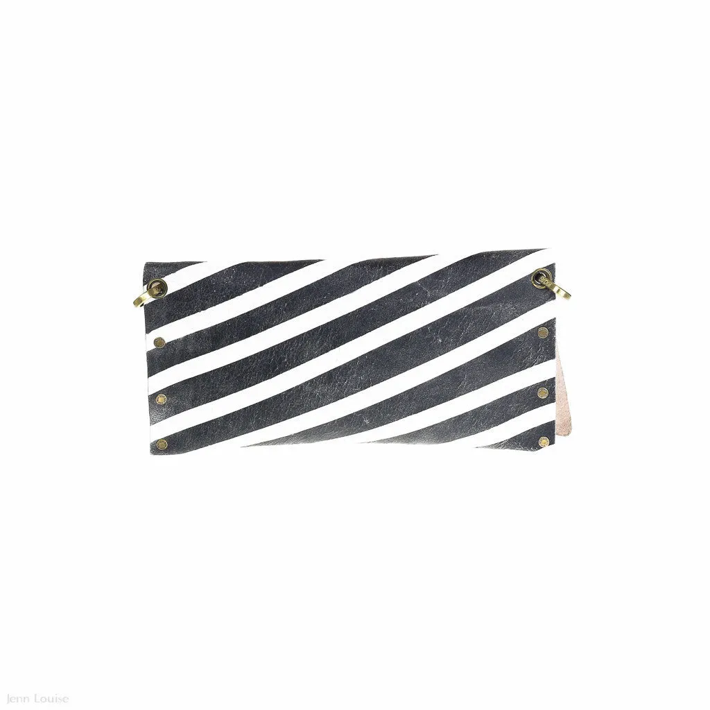 Leather Cross Clutch (Black/White)