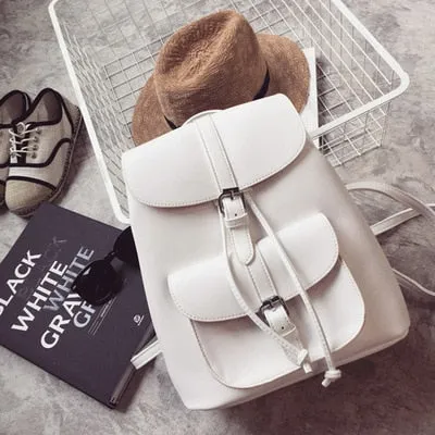 Miyahouse Trendy Female Drawstring PU Leather Backpacks