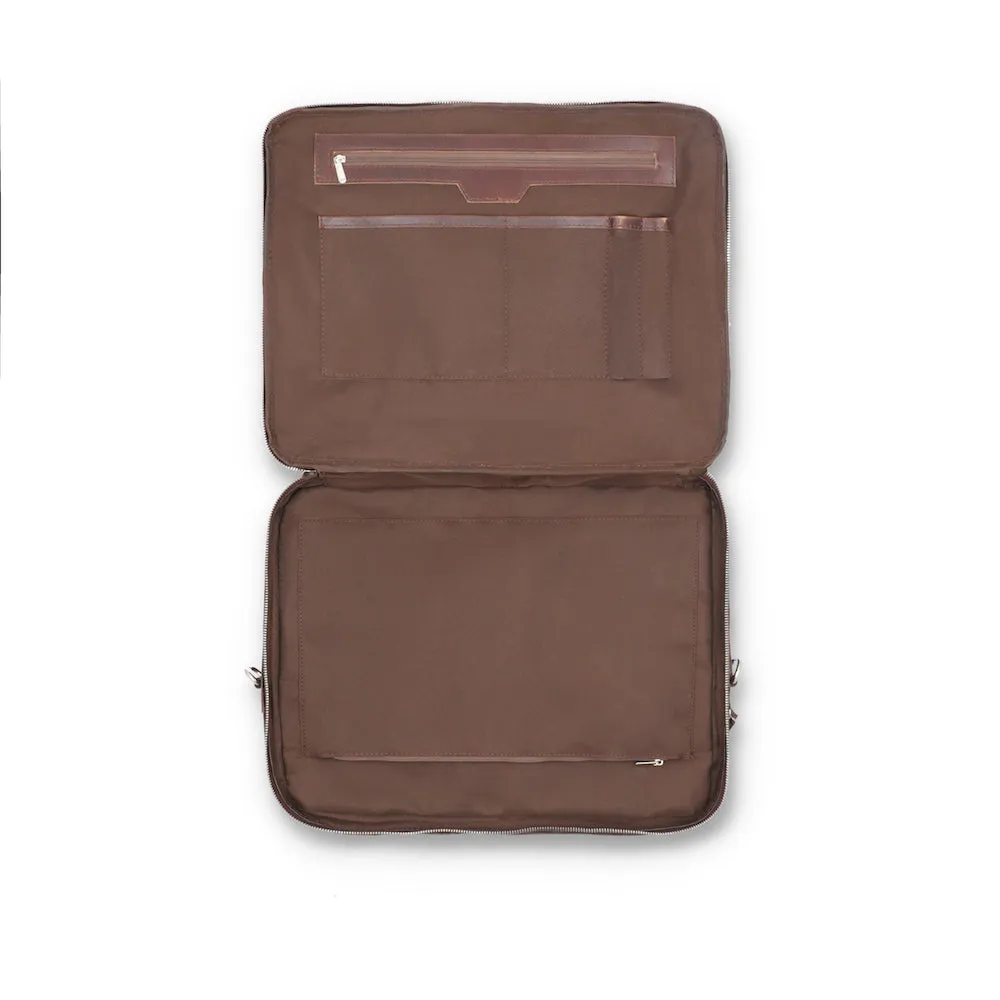 Norde Blood Brown Pull-up Leather Laptop Briefcase