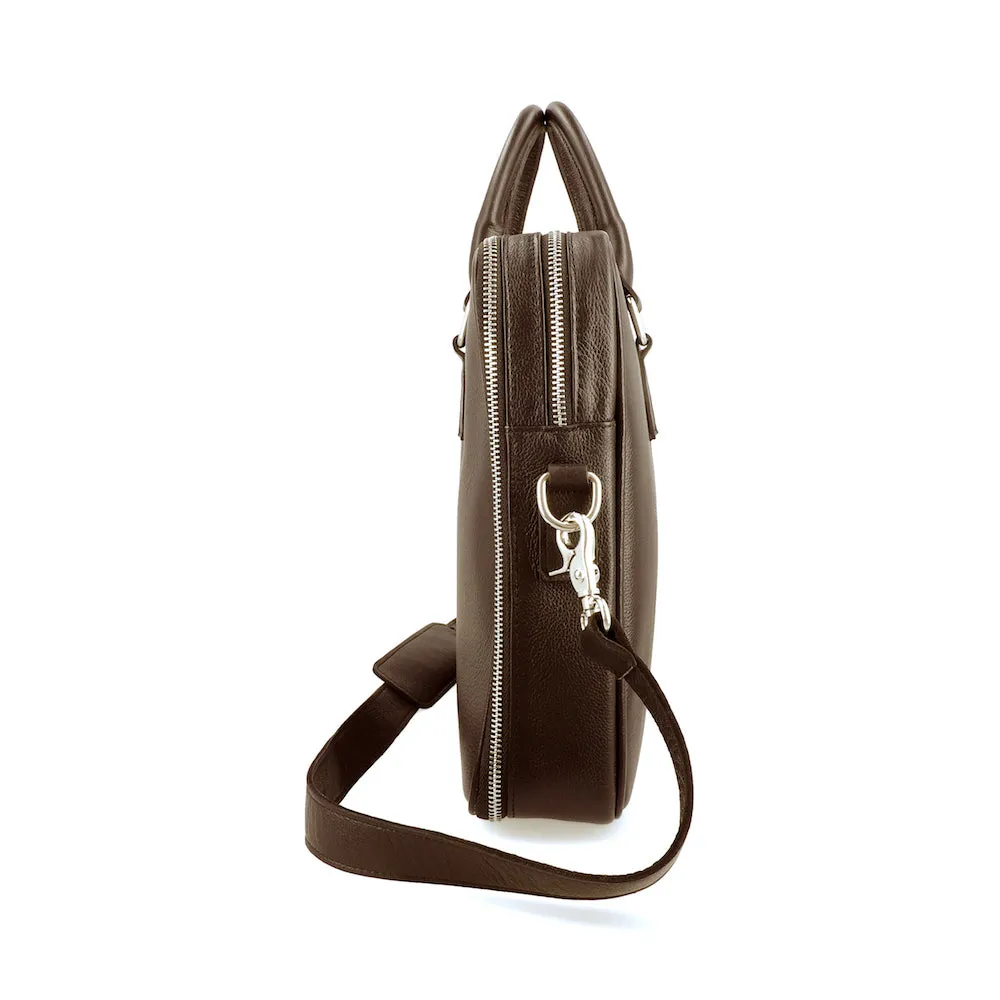 Norde Brown Milled Leather Laptop Briefcase