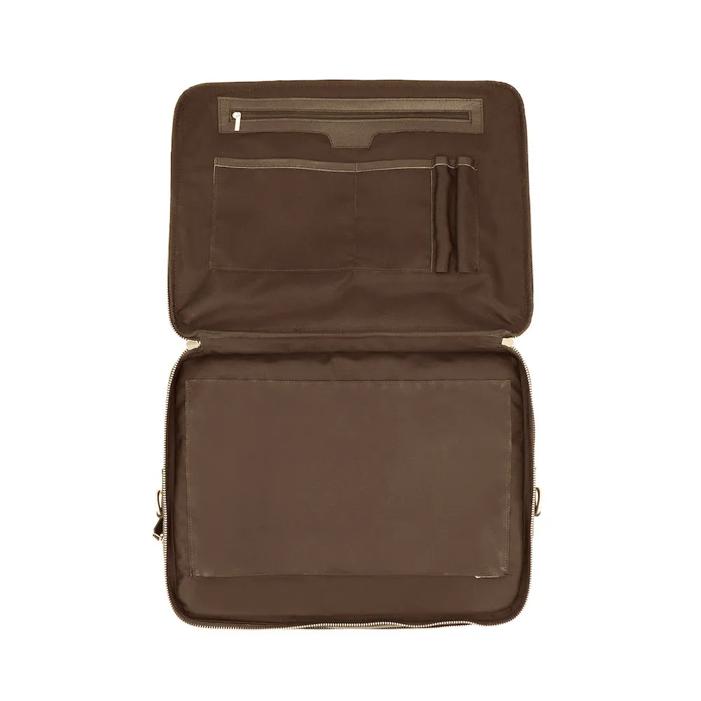 Norde Brown Milled Leather Laptop Briefcase