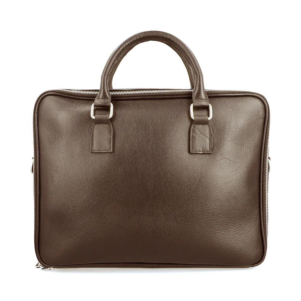 Norde Brown Milled Leather Laptop Briefcase