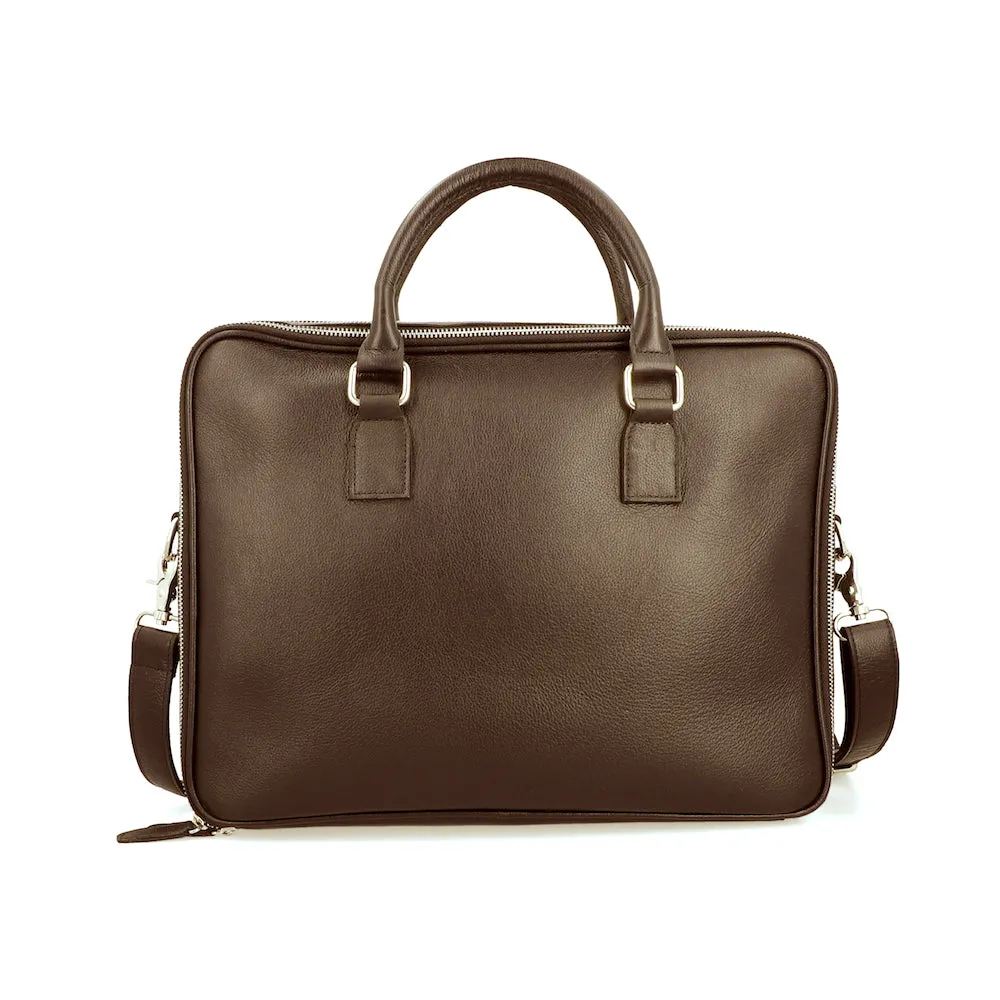 Norde Brown Milled Leather Laptop Briefcase