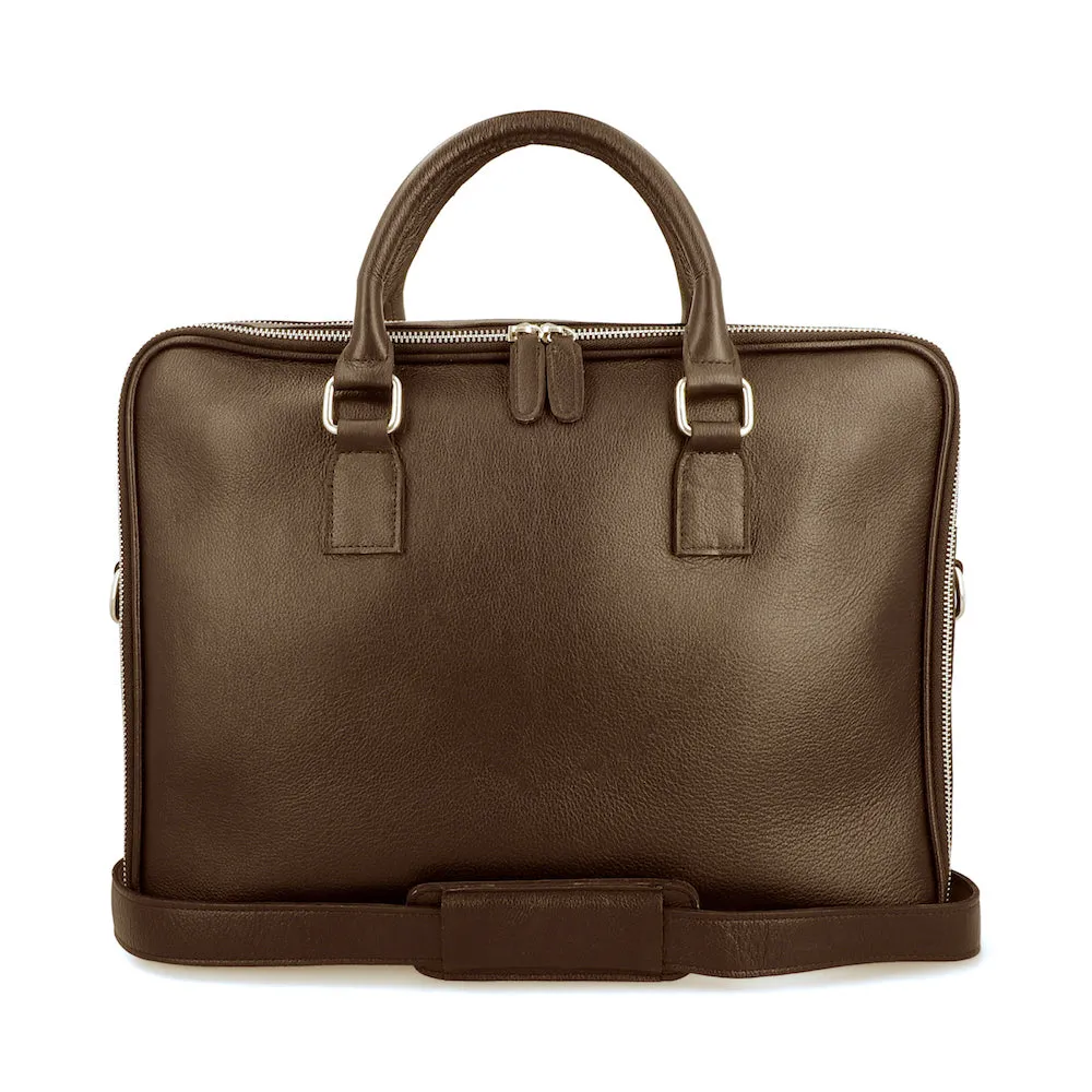 Norde Brown Milled Leather Laptop Briefcase