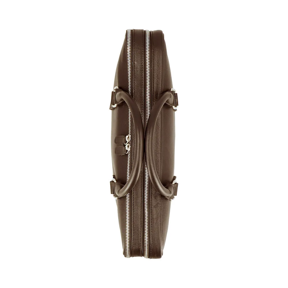 Norde Brown Milled Leather Laptop Briefcase