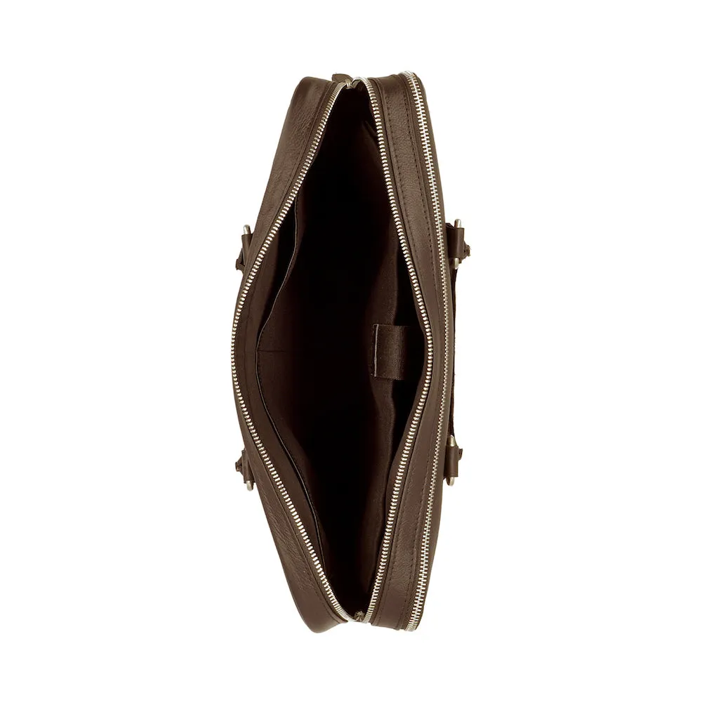 Norde Brown Milled Leather Laptop Briefcase