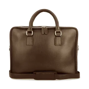 Norde Brown Milled Leather Laptop Briefcase