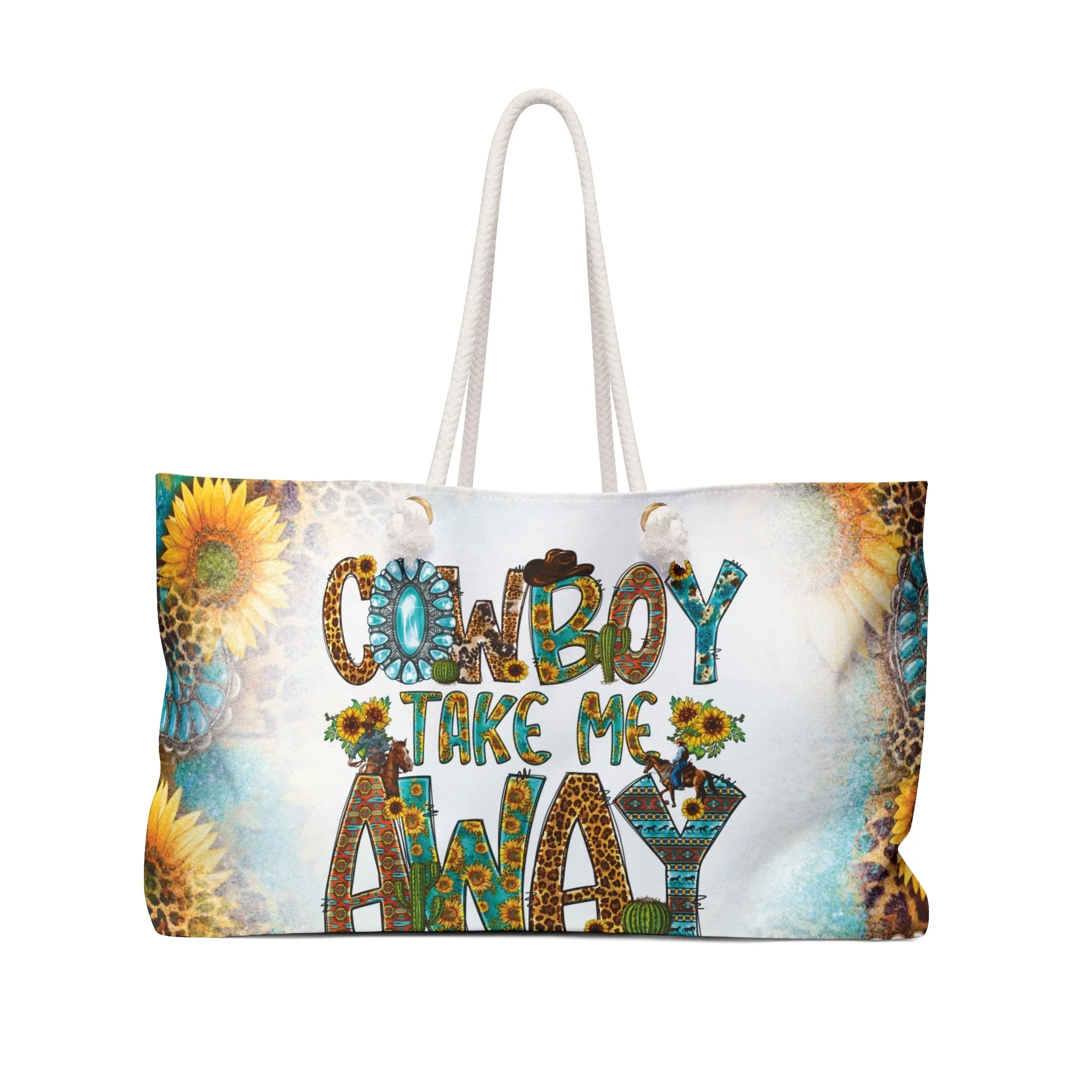 Personalised/Non-Personalised Weekender Bag, Country & Western, Cowboy Take me Away, Large Weekender Bag, Beach Bag, Book Bag
