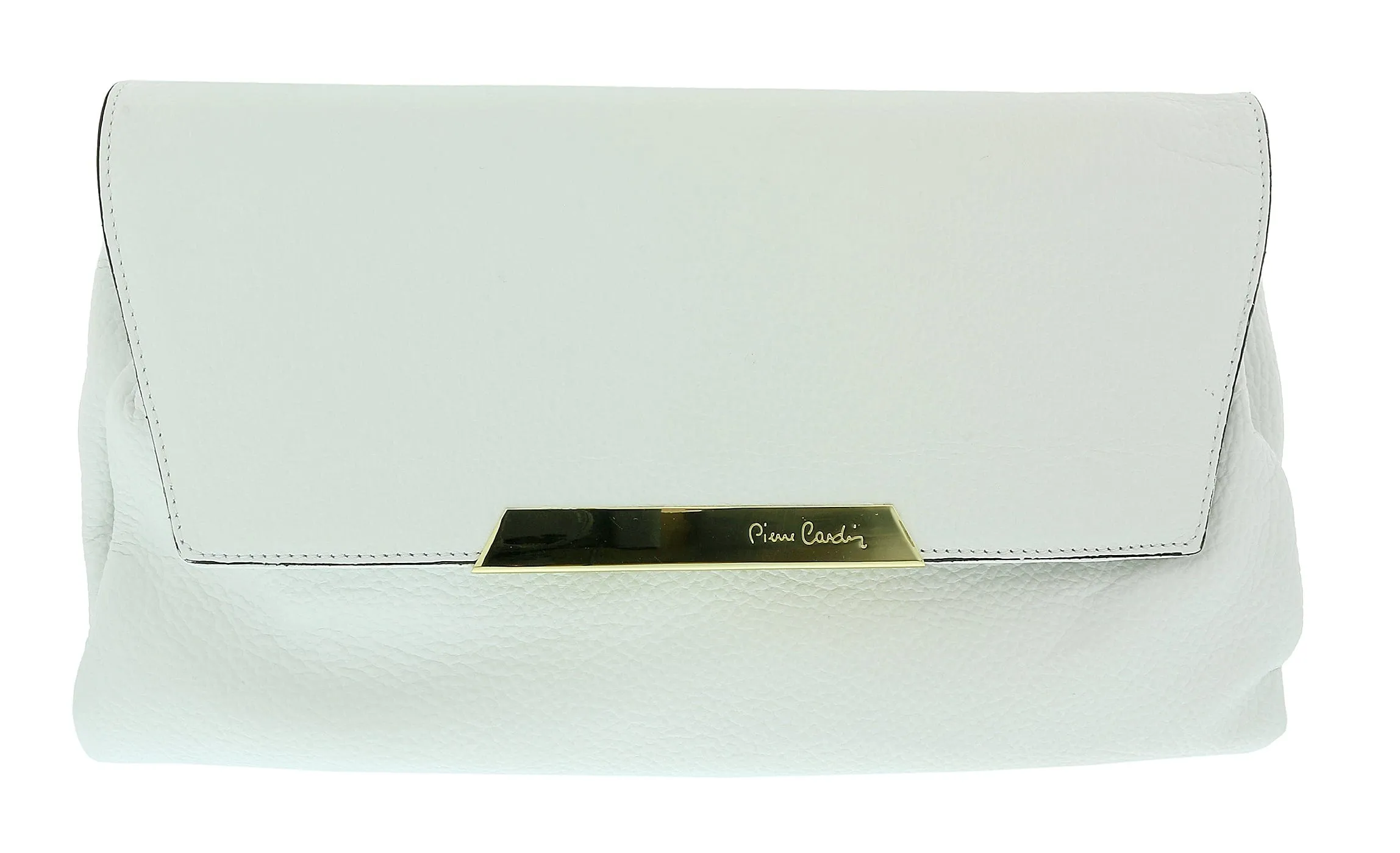 Pierre Cardin White Leather Small Slouchy Fashion Clutch