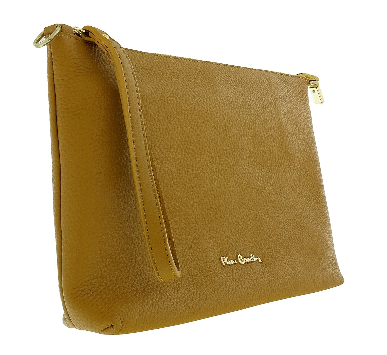 Pierre Cardin Yellow Leather Simple Everyday Small Clutch Crossbody Pouch