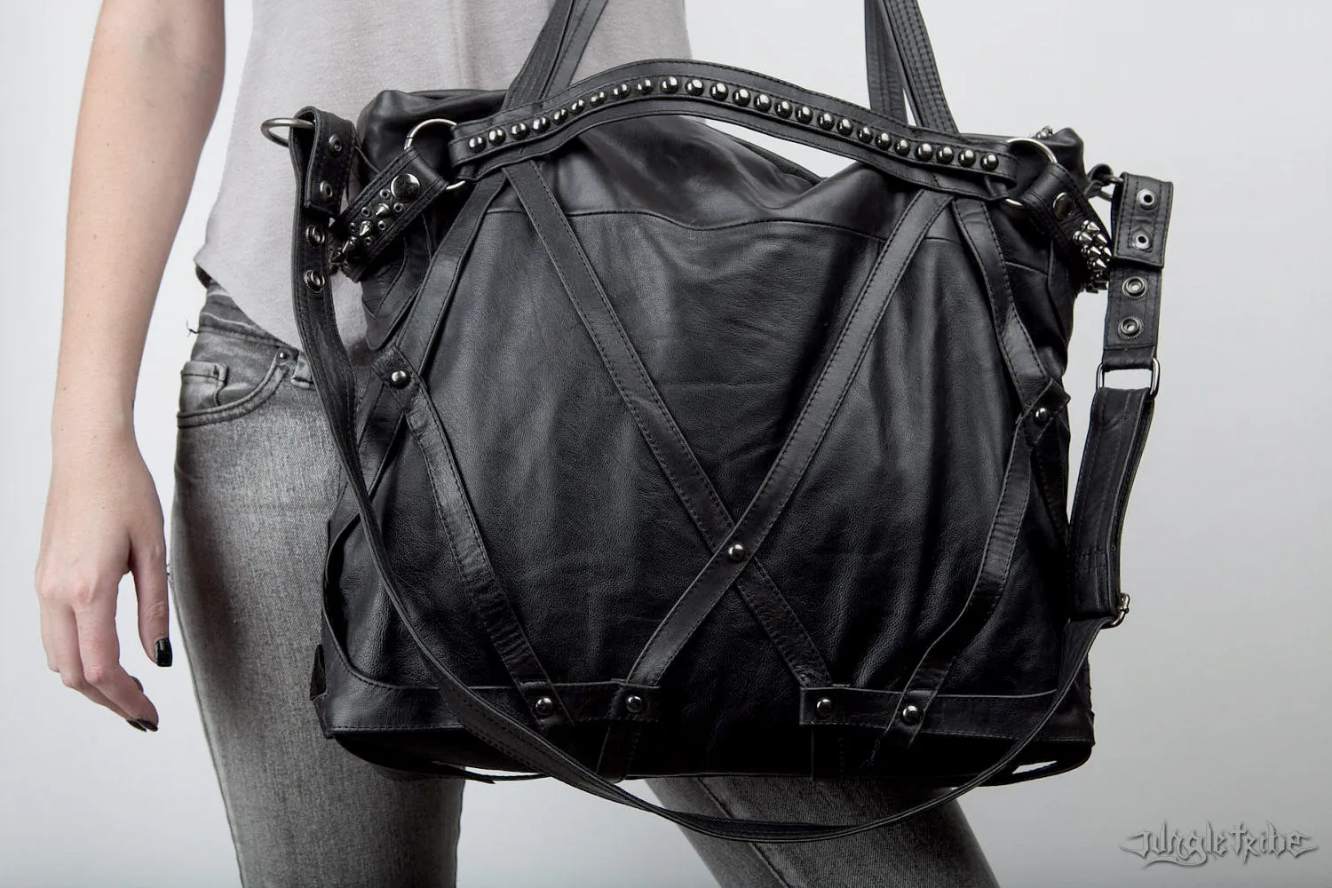 RAGE CAGE Soft Black Leather Haute Macabre Laptop Bag