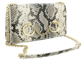 Roberto Cavalli Class Beige Snakeskin Millie Deluxe Clutch / Shoulder Bag