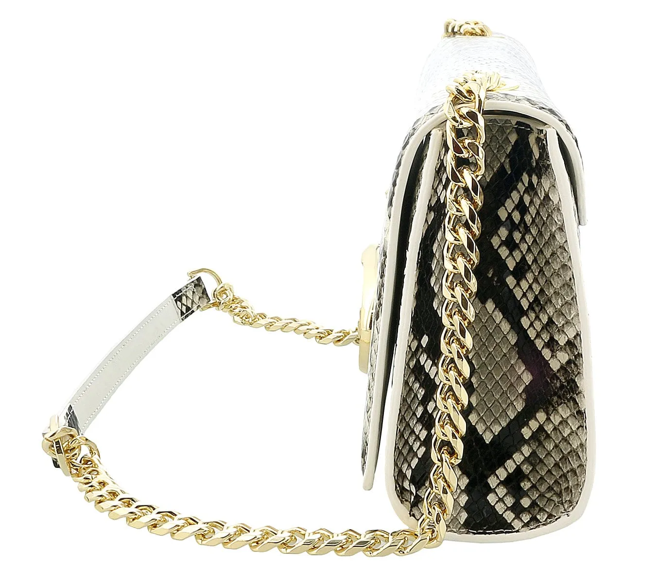 Roberto Cavalli Class Beige Snakeskin Millie Deluxe Clutch / Shoulder Bag