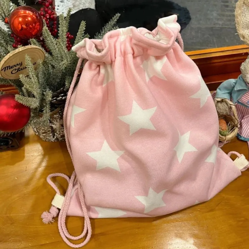UAKISS  -  New All Match White Star Drawstring Schoolbags Casual Outdoor Travel for Women Students Bags Preppy Kawaii Sweet Cute Backpacks