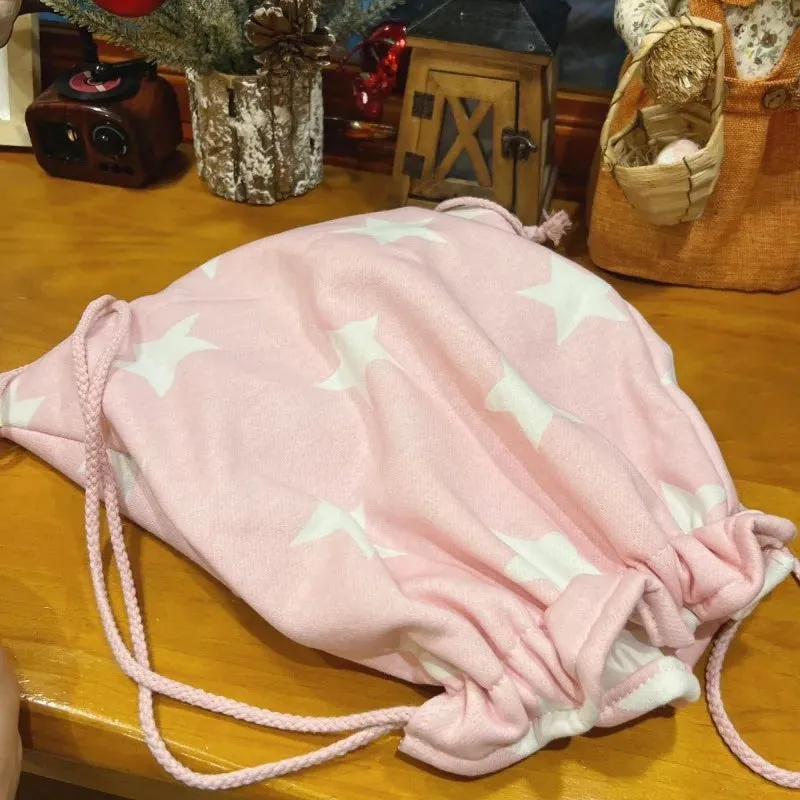 UAKISS  -  New All Match White Star Drawstring Schoolbags Casual Outdoor Travel for Women Students Bags Preppy Kawaii Sweet Cute Backpacks