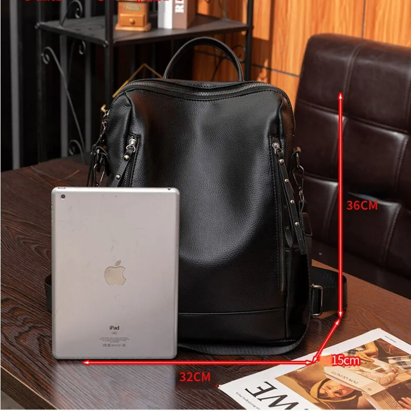 Vvsha  Black Vintage Large Capacity Female Mini Backpack Small PU Hiking Backpacks Waterproof Fashion Blue Women Elegance Bags