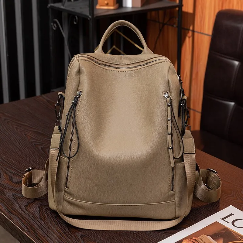Vvsha  Black Vintage Large Capacity Female Mini Backpack Small PU Hiking Backpacks Waterproof Fashion Blue Women Elegance Bags