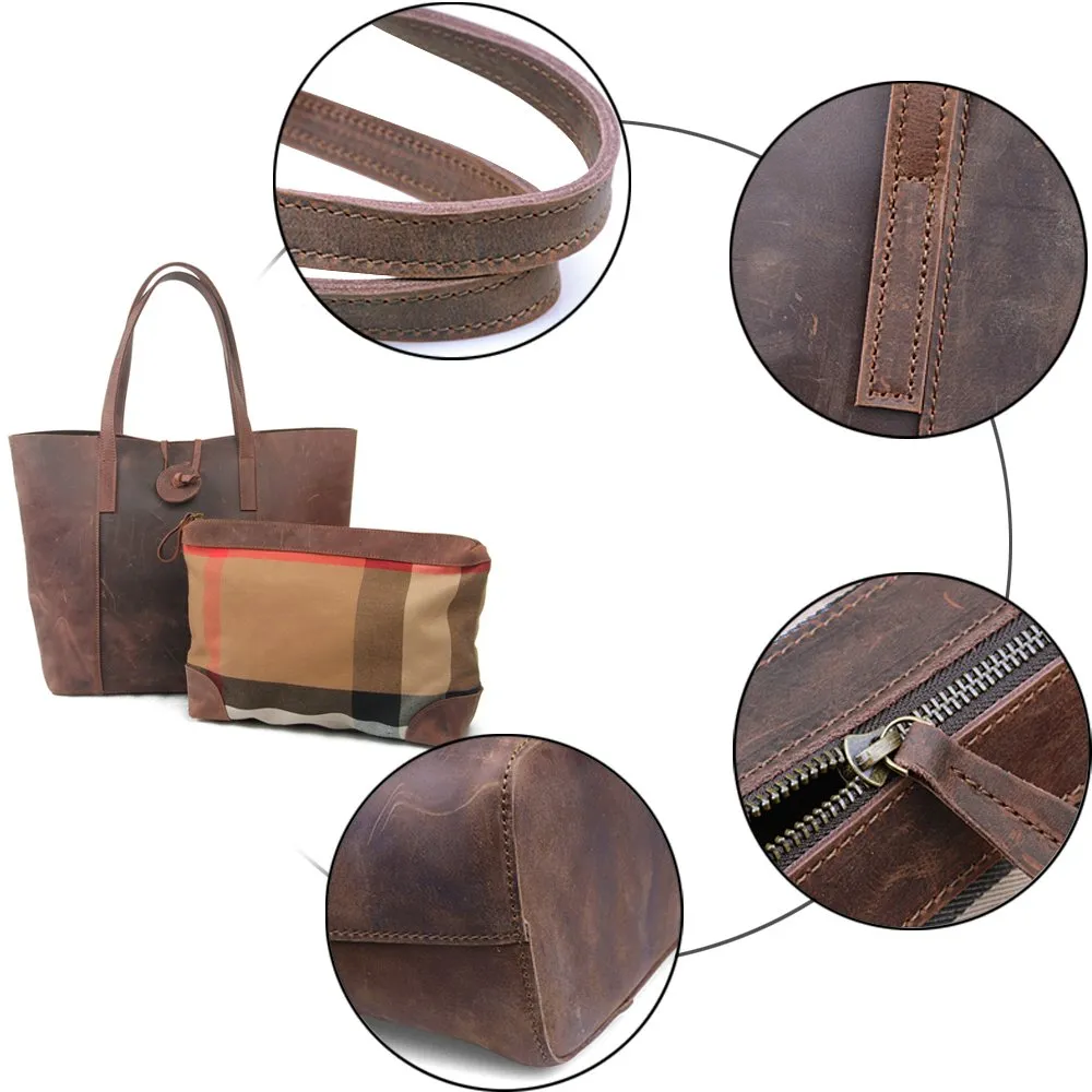 YAAGLE New Vintage Cow Leather Tote Bag Handbag YG7767