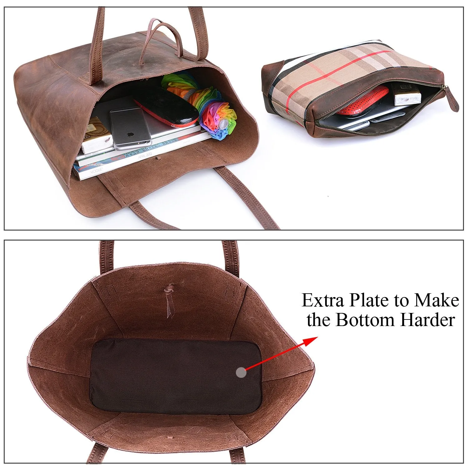 YAAGLE New Vintage Cow Leather Tote Bag Handbag YG7767